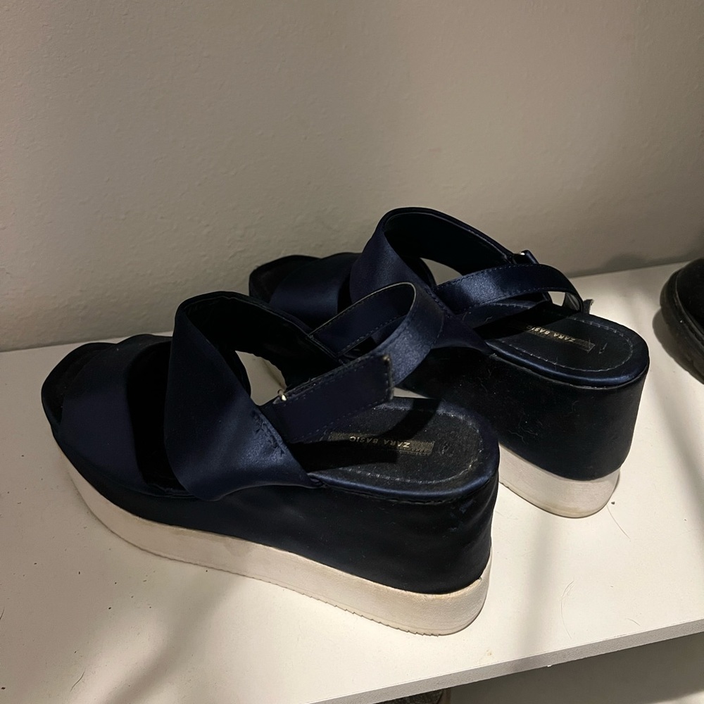 Navy Zara Platform Sandals